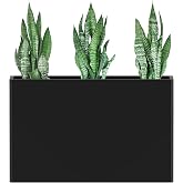 Ganeekiron Galvanized Steel Planter 32x12x24 Inch Black | with Removable Insert Shelf | Large Planters for Outdoor/Indoor Patio, Porch