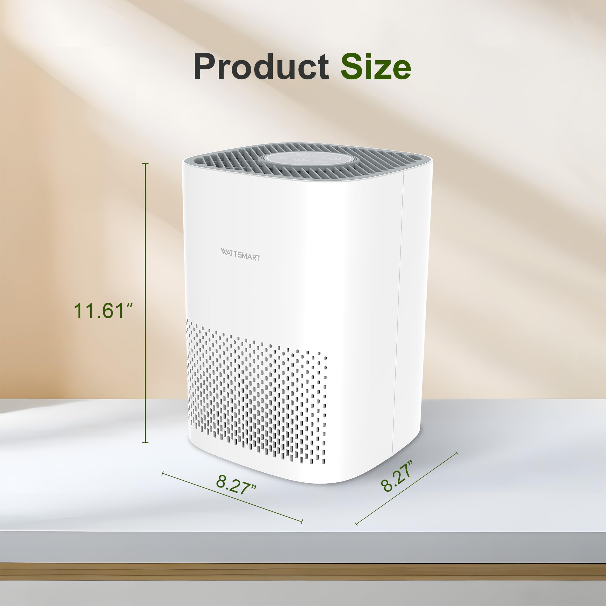 Air Purifier for Home - H13 True HEPA Filter for Home Pets Hair, Remove 99.97% Smoke Pollen Dander Dust, Portable Air Cleaner with 22dB Quiet Sleep Mode for Bedroom Small Place, White