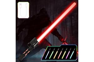 OSDUE Lightsaber for Kids, 7 Color Rechargeable Light Up Saber with FX Sound & Type-C Charging Cable, Expandable Light Swords for Star War Fighters & Warriors Children's Day New Years Gifts (Black)