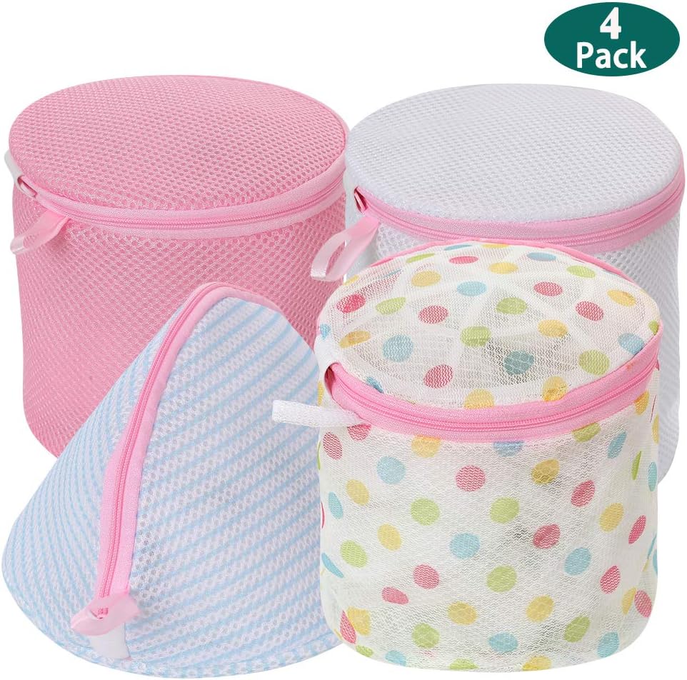 IHOMAGIC Bra Washing Bag Laundry Bags Underwear Clothes Cylinder Washing Bags Durable Triangle Lingerie Washing Machine Bag for, Underwear, Bra, Lingerie, Baby Clothes, Socks Set of 4
