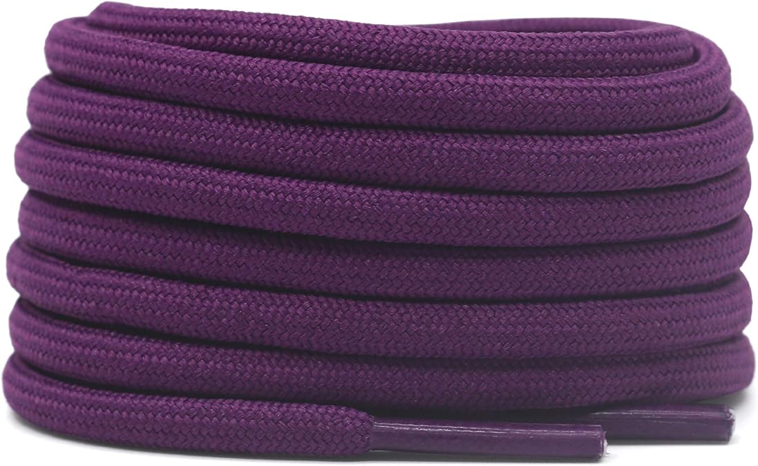 DELELE 2 Pair Round Solid Climbing Shoelaces Dark Purple Hiking Shoe Laces Boot Laces 57 inch