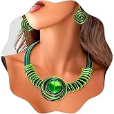 Barode African Statement Jewelry Set – Colorful Beaded Choker Necklace & Earrings Tribal Set - View #10