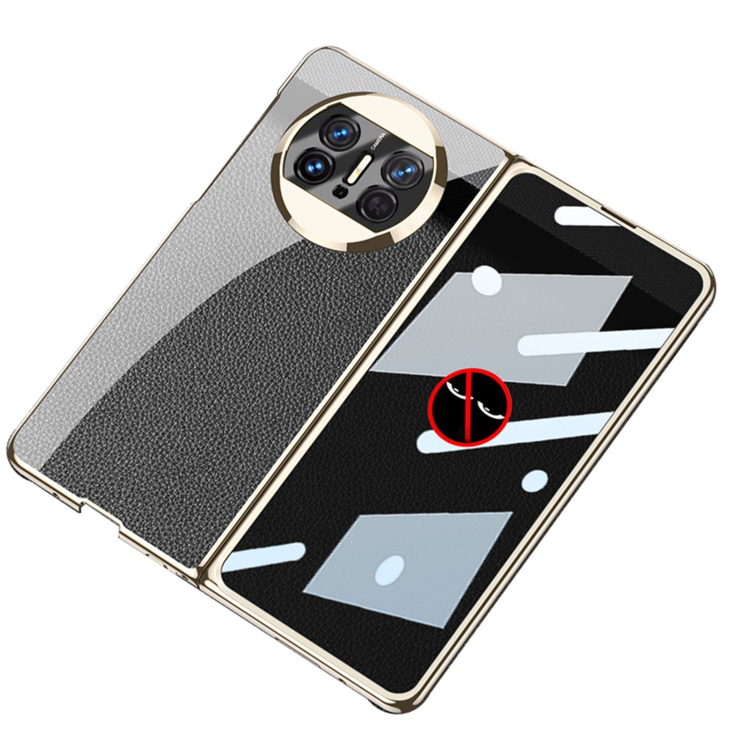 COQUE Huawei Mate X3 Case Transparent with Anti-Peep Film,Supercar-style Cover Shell,Folding Phone Holster for Huawei Mate X3-Gold