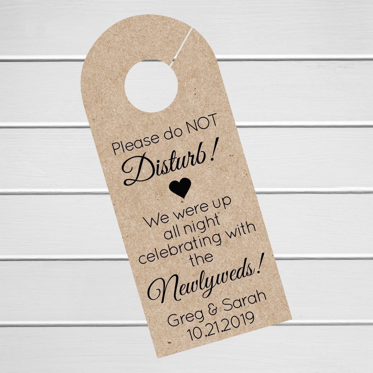 Wedding Door Hanger on Kraft, Custom Hotel Door Hangers