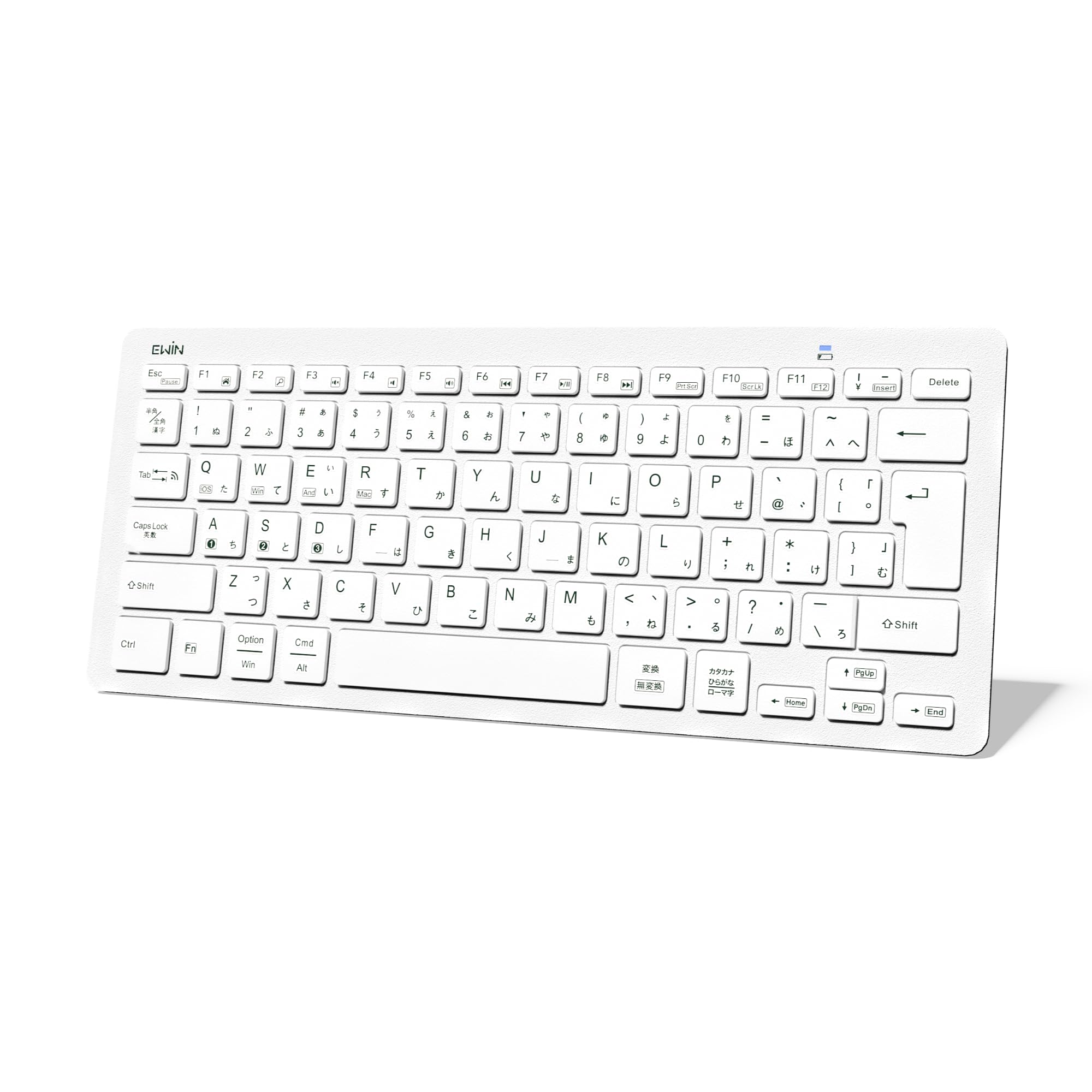 Ewin キーボード ワイヤレス bluetooth JIS基準日本語配列 かな入力 Mac iOS Android Windows など対応 マルチデバイス接続可能 小型 静音 薄型 軽量 コンパクト PC ノートパソコン スマホ タブレット (ホワイト)商品画像