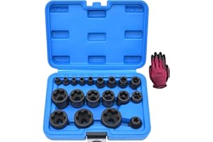 Yuesstloo Torx Plus Socket Set, External Torx Plus 6 Point EP Socket EP4 - EP32 19Pcs With 1/2'' 3/8'' 1/4'' Dr, Replacement for E-TORX Socket Set, Works with Most Cars and Tesla