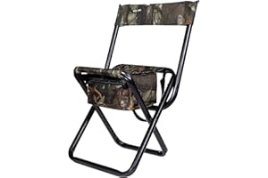 Allen Company - Camouflage Folding Hunting Stool with Back and Storage - Strong Steel Legs - Next G2-14 L x16.75 W x 29 H inc
