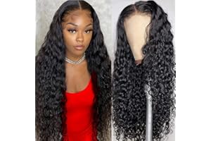 CHEETAHBEAUTY Deep Wave 13X6 HD Transparent Lace Front Wigs Brazilian 10A Grade Deep Curly Human Hair Wigs for Black Women Pre Plucked with Baby Hair Natural Black 250% Density (30inch)