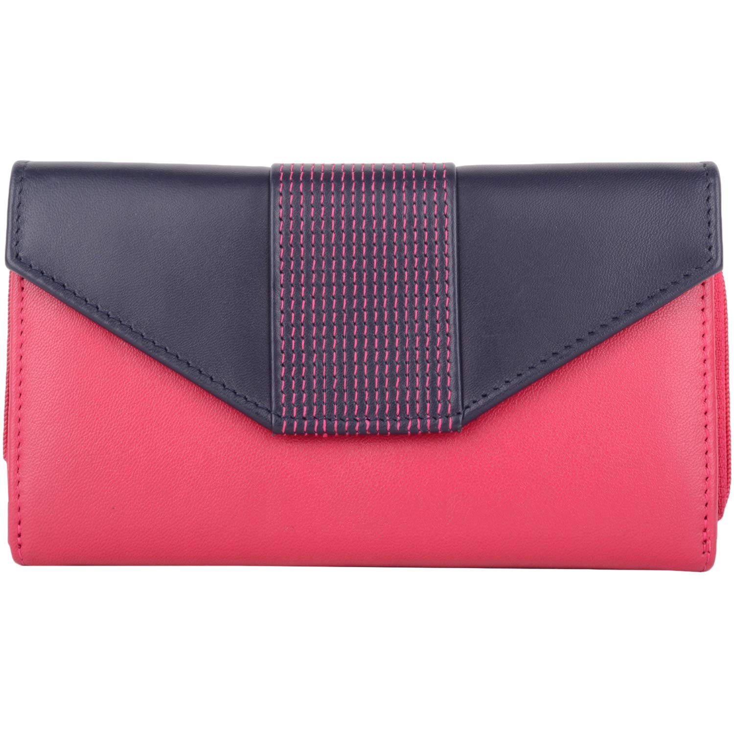 Womens Soft Genuine Leather RFID Protected Multi Colour Money/Credit Card Purse Pink