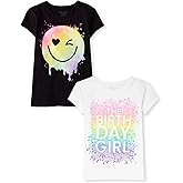 The Children's Place Girls All Holidays,Birthdays Short Sleeve Graphic T-Shirts,2 Pack