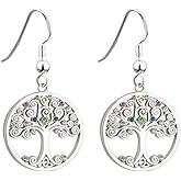 Solvar Rhodium Plated Crystal Tree Of Life Earrings