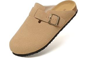 PLMOKN Boston Clogs for Women Men Suede Platform Clearance Mules Slip-On Garden Shoes Antislip Sole Slippers