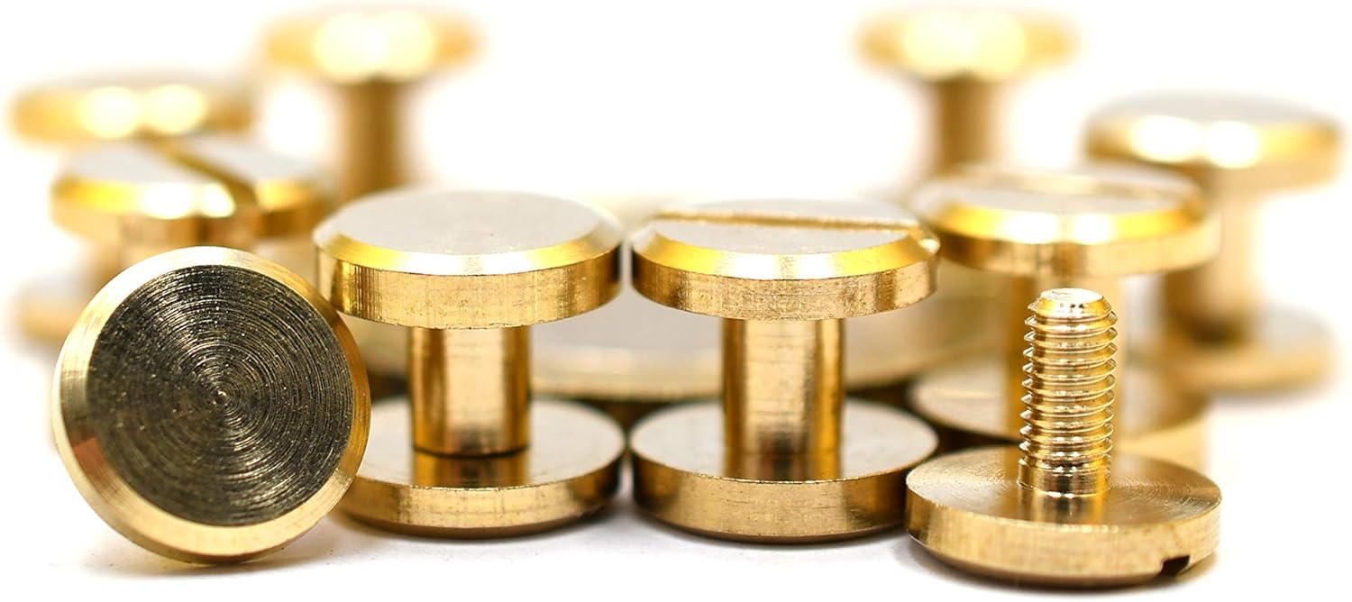 SILMEN Quality Flat Head/Concave Head Solid Brass Chicago Screw Rivets 10 pcs Decoration for Making/Repairing Belt - Image 5