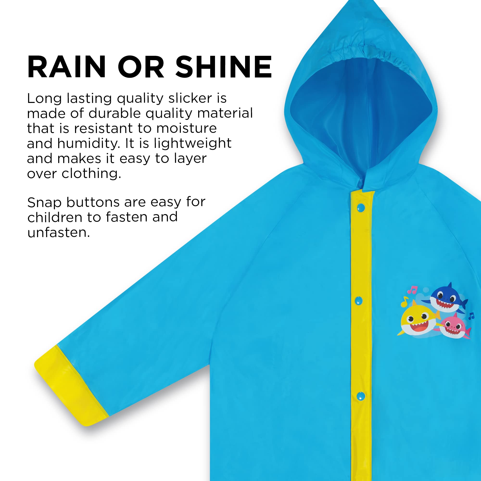 Nickelodeon Boys Umbrella and Poncho Raincoat Set, Baby Shark Boys Rain Wear For Toddler 2-3 Or Kids 4-5