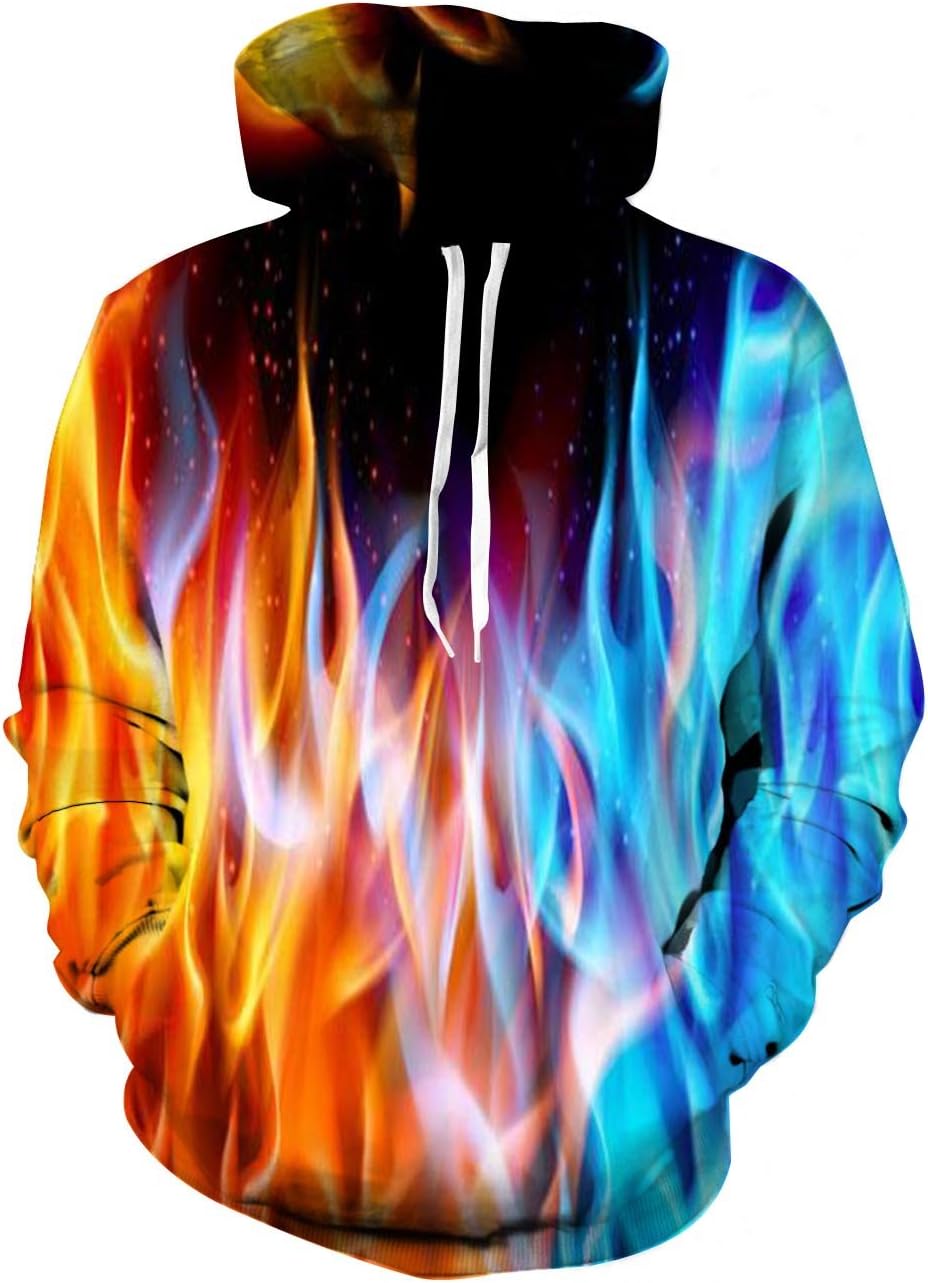 YAJOOEY Realistic 3D Print Galaxy Pullover Hooded Sweatshirt Hoodies with Big Pockets