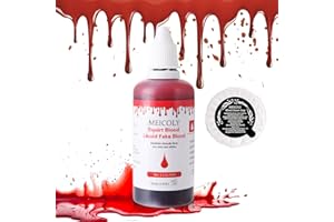MEICOLY 2.1oz Halloween Fake Blood Makeup- Realistic Sangre Falsa Washable Edible Liquid with 0.7oz Cleaning Soap - Squirt Blood for Clothes,Zombie Vampire Monster,SFX Cut Flesh Wound Makeup - Bright