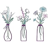 Nonforgetta 3 Pieces Metal Flowers Wall Arts - Rustic Farmhouse Decor Minimalist Flower Wall Decors for Living room Bathroom Bedroom Dining Room-Housewarming Gifts