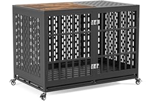 Huddycove 48inch Heavy Duty Dog Crate Compatible with Optional Divider, Extra Large Kennel for High Anxiety Dogs, Indestructible Pet Cage Indoor, Double Dog Crate for 2 Small Dogs