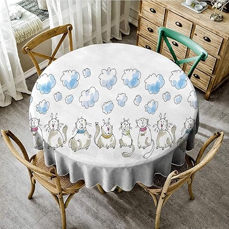 Amazon Co Jp 防塵テーブルクロス 赤ちゃん 男の子 赤ちゃん 赤ちゃん 赤ちゃん 赤ちゃん 赤ちゃん 赤ちゃん 赤ちゃん 子供 楽しい 屋内 屋外 キャンプ ピクニック サークル テーブルクロス アイボリー ペールブルー D55 Inch D140cm ホーム キッチン
