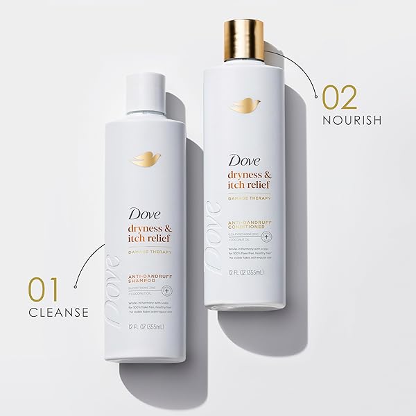 DOVE DAMAGE THERAPY DERMA SHAMPOO DRYNESS + ITCH FOR FLAKY SCALP WITH PYRITHIONE ZINC AND COCONUT OIL 12 FL OZ