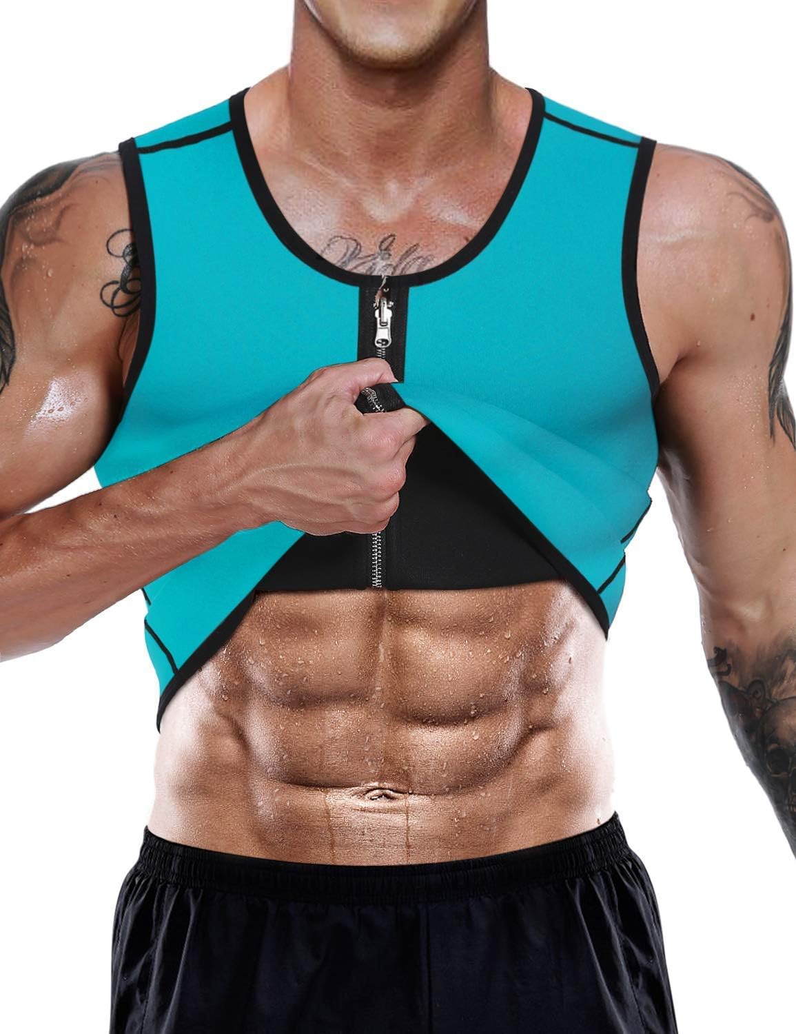 LaLaAreal Men Sweat Vest Neoprene Slimming Shirt Weight Loss Sauna Suit Waist Trainer Top