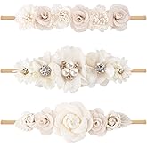 BFNAAgirl Baby Girl Floral Headband Nylon Flower Crown Elastic Hairband 3pcs Hair Accessories Gift for Girls (30#)