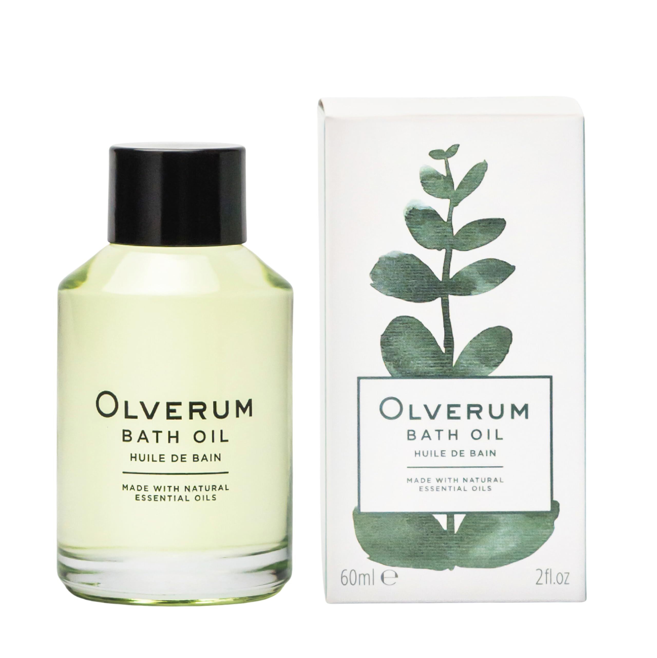 Olverum Bath Oil 60ml - Luxury Muscle Soothing Bath Soak - Relaxing Aromatherapy Oil with Highly Concentrated Blend of 10 Essential Oils - Natural, Vegan, Cruelty Free - Bath Oils for Women & Men