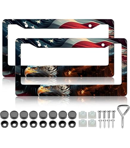 thumbnail image 2 of HCSS 2-Pack Funny License Plate Frames - Red Black White Stripes, Aluminum Metal, Rust-Proof, Fits Standard US 12x6" Plates 2 of 12