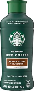 Starbucks Medium Roast Iced Coffee, Black Unsweetened, 48 Fl Oz Bottle