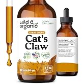 Wild &amp; Organic Cats Claw Herb Supplement - Immune Support Drops - 4 fl oz | Seasonal Defense - Pure Cats Claw Bark - No Added Sugar &amp; Alcohol-Free - Uncaria Tomentosa Extract - Add to Tea Liquid Drops