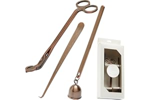 SEVENY 3 in 1 Candle Accessory Set, Candle Wick Trimmer Cutter, Candle Snuffer Extinguisher, Wick Dipper with Gift Package for Candle Lover(Copper)