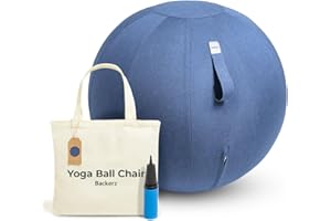 Backerz Balance Ball Chair for Office & Home - Ergonomic Exercise Ball for Posture & Back Pain Relief, Yoga Ball Chair - Sitting Ball with Washable Linen Cover
