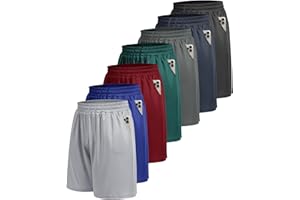 BOOJO 7 Pack Mens Athletic Shorts - Gym Basketball Running Workout Quick Dry Black Shorts with Pockets for Casual Performance