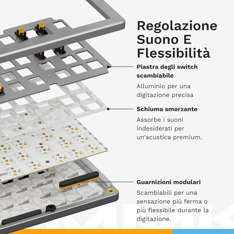 Gaming GMMK 3 PRO HE Barebones : clavier réactif, effet Hall, polling 8K, corps alu et joints modulaires, prise en charge des switches MX mécaniques et magnétiques, TKL 75%, ANSI - Argenté