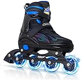 Nattork Adjustable Inline Skates for Kids Adults, Indoor and Outdoor Blades Roller Skates with 8 Light Up Wheels for Boys Girls Aged 4-16, Adult Women Beginners