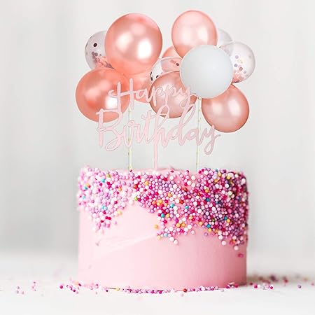 Amazon.com: Latex Balloon Cloud Cake Topper, Mini Balloon Garland Cake  Topper Confetti Balloon Acrylic Happy Birthday Cupcake Topper for Birthday  Cake Supplies Decorations (Rose Gold): Toys & Games