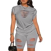 Aomice Women's Summer 2 Piece Outfits Tracksuits Biker Short Workout Jogger Sets