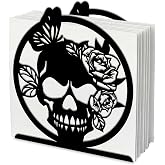 SUPERDANT Skull Napkin Stand Metal Tissue Holder Organizer Skeleton Paper Napkins Holders for Kitchen Serviette Holder Dispenser Home Dining Room Dinner Party Modern Table Decoration Gifts