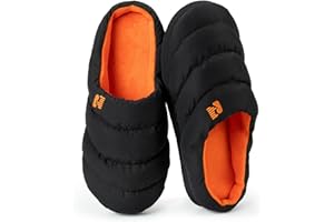 RockDove Mens Campground Puffer Slippers Memory Foam Cozy Warm Indoor House Shoes Non Slip Machine Washable Gift Ready