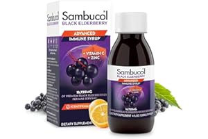 Sambucol Advanced Black Elderberry Syrup - Elderberry with Zinc and Vitamin C for Adults, Sambucus Elderberry Syrup, Elderberry Liquid - 4 Fl Oz