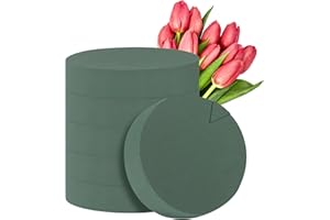 ADXCO 6 Packs Flower Foam Blocks, Green, 7.1 Inches Round, Simple and Versatile Floral Foam for Artificial and Fresh Flowers, Wedding and Party Decoration