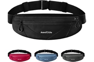 Aore Life Running Belt, Running Fanny Pack for Women and Men, Waist Pack, Phone Belt, Money Belt, Running Pouch with 3 Pockets for Phone, Keys and Earphones, 23" to 44" Waist Size, Fit All Phones