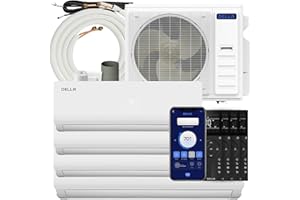 Della 35K BTU ODU Quad 4 Zone (9K 9K 12K 18K) Mini Split 19 SEER2 208-230V Cools Up to 2350 Sq.Ft, Works with Alexa and Wifi,Energy Efficient Multi Zone AC Pre-Charged Heat Pump,16ft Kits
