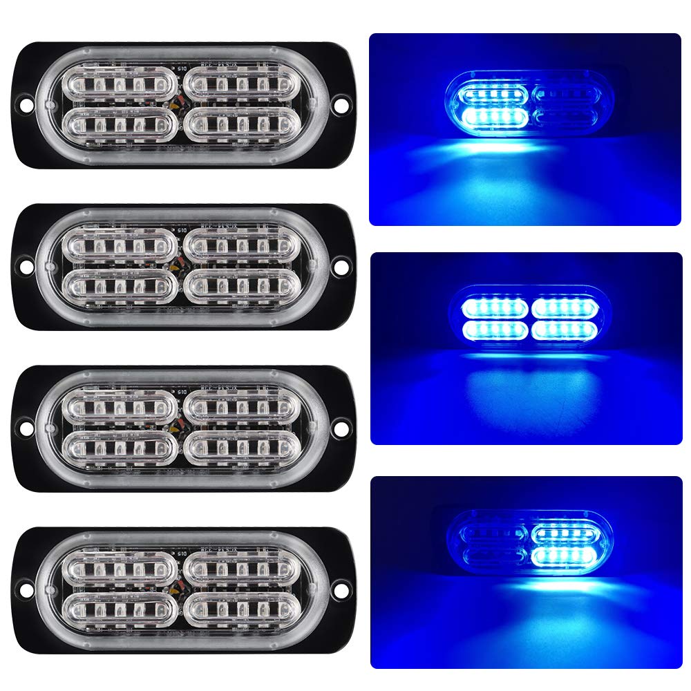 Yifengshun 20-LED Blue Strobe Lights for Car,Super Bright LED Law Enforcement with 16 Flashing Mode Blue Light Beacon for Car Vehicle Truck SUV Van 12-24V-4Pcs