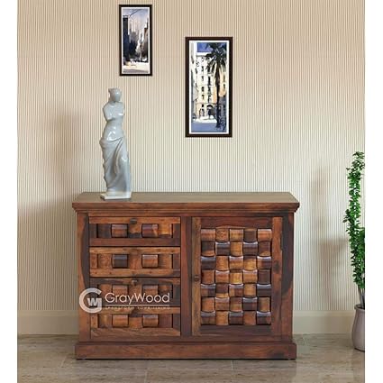 Rjkart Solid Sheesham Wood Storage Side Board Cabinet For Living