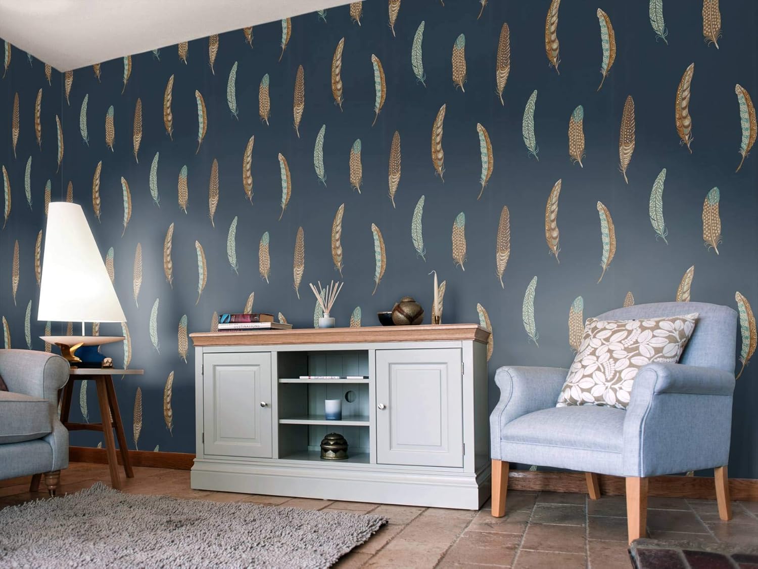 SANDERSON LISMORE Wallpaper 216604 Colour Indigo Amazon.co.uk DIY & Tools