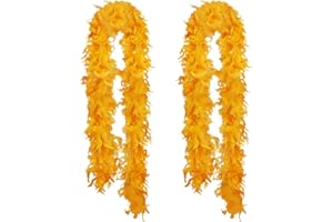 HaiMay 2 Pack Turkey Feather Boa for Craft Clothes Party, 4.4 Yards 40G/60G/80G Feather Boas