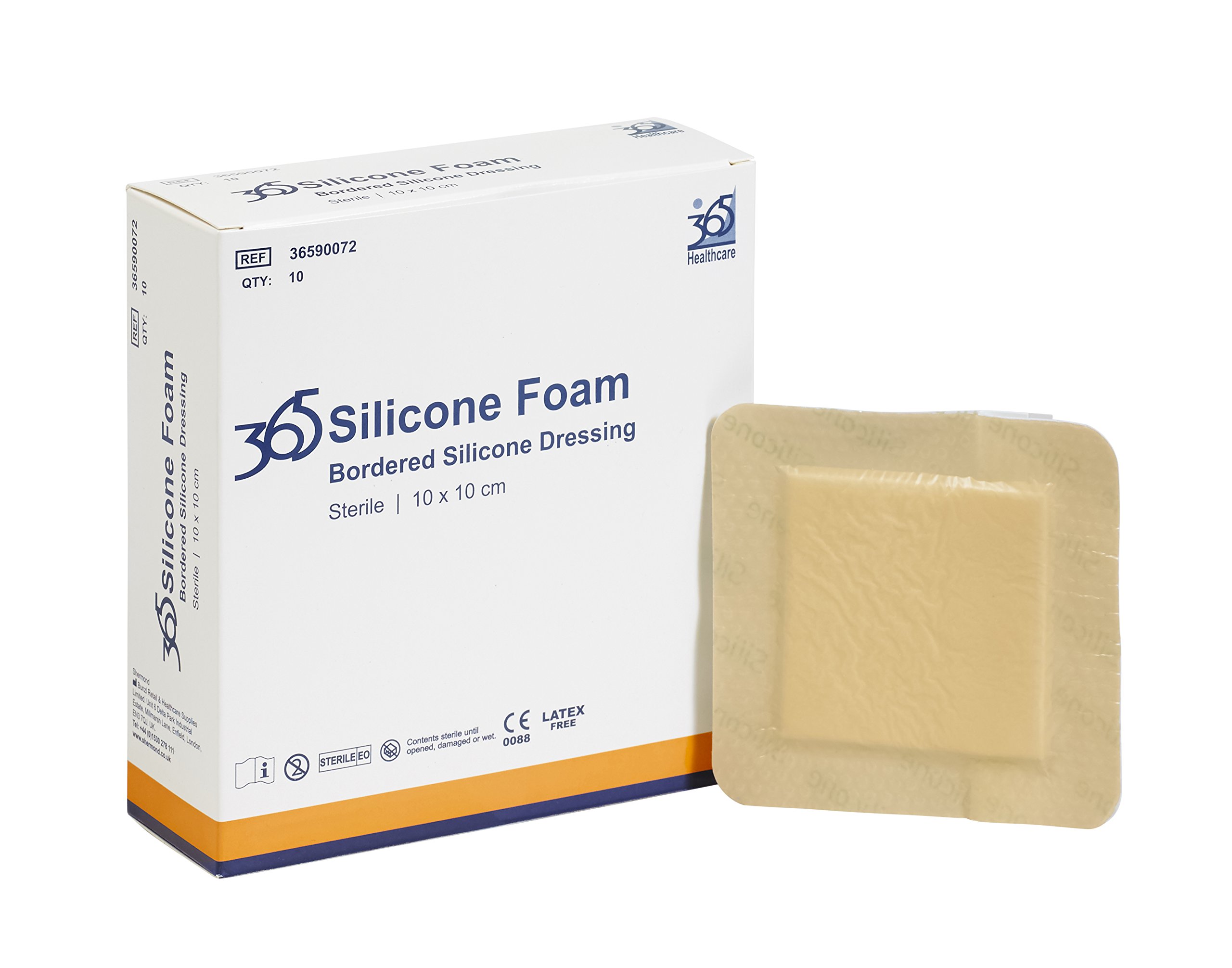 365 Self Adhesive Silicone Foam Wound Dressing Pad 10 x 10 cm - Pack of 10 (Ref 36590072)