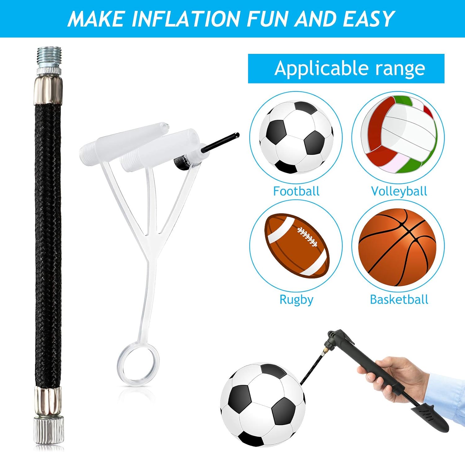 16 Exercise Ball Plug Replacement Kit with Needle, Nozzle, Extension