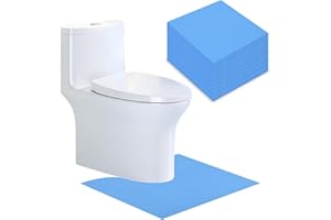 JOSOJOOU 25Pcs Disposable Toilet Mats for Clean Hygienic, Absorbent U-Shaped Toilets Floor Protector, Blue Thickened Non-Slip Toilet Floor Mat for Children Adult U-Shape Potty Urine Training(23.6×21.65inch)